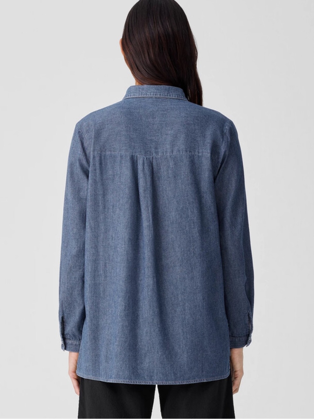Eileen Fisher Airy Organic Cotton Twill Classic Collar Denim Shirt Size 1X - Picture 3 of 9